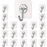 DALUCI Self Adhesive Wall Hooks - 20 Pcs Heavy Duty Wall Hooks for Hanging | Nail Free Sticky Hooks for Wall Heavy Items With