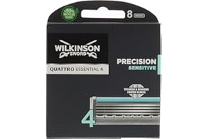 WILKINSON SWORD Wilkinson - Quattro Titanium Sensitive - Cuchillas de afeitar para hombre - Pack de 8