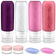 PAMIYO Set di 4 bottiglie da viaggio in silicone da 90 ml, a prova di perdite, da viaggio e da viaggio, set di articoli da to