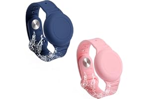 SAVITA 2szt Dzieci?ca Opaska na Nadgarstek do AirTag - Wodoodporna Silikonowa Bransoletka dla Dzieci, Regulowana, Zapobiegaj?ca Zgubieniu, Uchwyt na Etui (Ró?owy, Ciemnoniebieski)