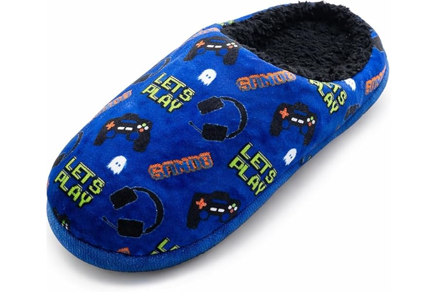 GladRags Boys Gaming Gamer Slipper Mule Blue Size 11-5