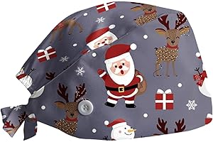 NaLatia Calot Femme avec Bouton Femme Fleur Chapeau Bonnet Impression de Noël Bandeau Réglable Casquettes De Travail Bonnet Imprimé De Noël Chapeaux Unisexes