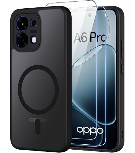 SEAHAI Cover per OPPO A5 Pro 5G/4G, [Militare Anti-Caduta] Silicone Ultra Sottile Stile Fresco Custodia, con Metallo Magnetico Supporto e Protezione Fotocamera - Nero