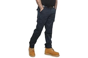 R.S.W RAPID SAFETY WORKWEAR Black Multi Pocket Cargo Combat Men's Work Trousers - Mens Work Pants Size 30 to 42 - Black Cargo Workwear Trousers and Navy Work Trousers Men, 3 Leg Sizes, Short, Regular, Long Cargo Trousers.