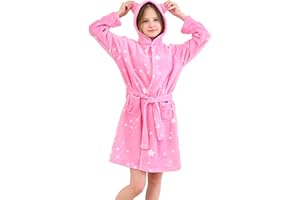Piefry Gatti Accappatoio per Ragazze Vestaglie in Morbido Pile con Cappuccio e Orecchie di Gatto