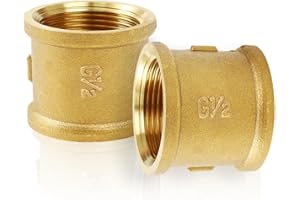 YOUZMY 2 pezzi manicotto in ottone doppio nipplo 1/2" IG x IG, adattatore connettore filettatura interna, manicotto in ottone doppio1/2 pollici, per collegamento tubi (1/2")