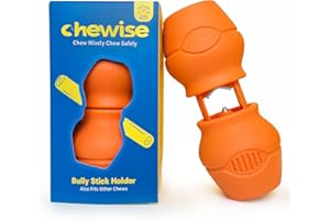 PETCLAN Chewise Soporte para Palitos Naturales de Toro para Perros, Uso rudo, diseño para prevenir el atragantamiento, Juguete para Mascotas Libre de BPA, Compatible con Varios tamaños y Razas