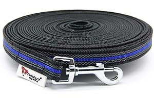 Laisse en caoutchouc Twinkys Dog Style - 20 mm de large - Pour chien jusqu'à 50 kg - Plusieurs coloris disponibles - 1 à 30 m - Qualité supérieure - Sans poignée