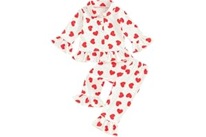 MOCCYBABELEE Kids Baby Boy Girl Cotton Pajamas Set PJS Long Sleeve Button Down Sleepwear 2 Piece Tops Pants Nightwear Homewear
