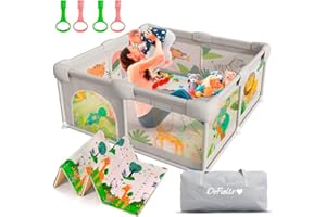 DeFieltro Parque Infantil Bebe de la SELVA 120x120 - Corralito Bebe con Malla de Animales Transpirable - Corral Plegable Baby ANTIDESLIZANTE Alfombra Acolchada + 4 Anillas