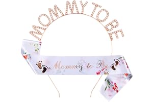 Diffaxy Mummy to Be Schärpe, Bald Mama Baby Shower Party Schärpe, Mummy to Be Krone Haarschmuck für Schwangere Werdende Mutter Geschenk Baby Willkommensparty Dekoration