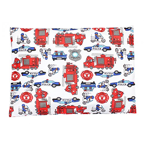 TupTam Kissenbezug Dekorative Kissenhülle Reißverschluss Dekokissen Baumwolle Eulen Elefant Sterne Feuerwehr Polizei, Farbe: Feuerwehr Polizei, Größe: 80×80 cm - 2