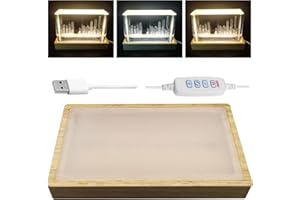 JOJOCY Base per esposizione della luce in cristallo regolabile per vetro artistico, supporto in legno dimmerabile a 3 colori, base rettangolare a LED per luce artistica in cristallo 3D (giallo, 1 pezzo)