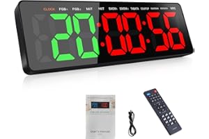 AnExer 16.5" Gym Timer, Gym Clock, Large LED Digital Wall Clock With Stopwatch, Count Down/Up, Stopwatch, Remote Control Interval Training Gym Indoor Timer for TABATA,EMOM