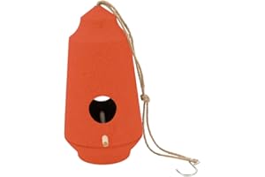 Point-Virgule Nido per uccelli, casetta per uccelli da appendere, in fibra di bambù, arancione, Ø 15 cm, altezza 28 cm