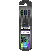 BIOMED Black Charcoal Toothbrush | Medium Bristles with Rounded Tips, BPA Free | Whitening 3 Pack