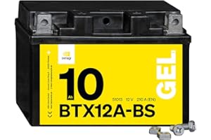 Denagi 51013 GEL BTX12A-BS Motorradbatterie 12V 10Ah, Ersetzt YTX12A-BS, wartungsfrei versiegelt vorgeladen