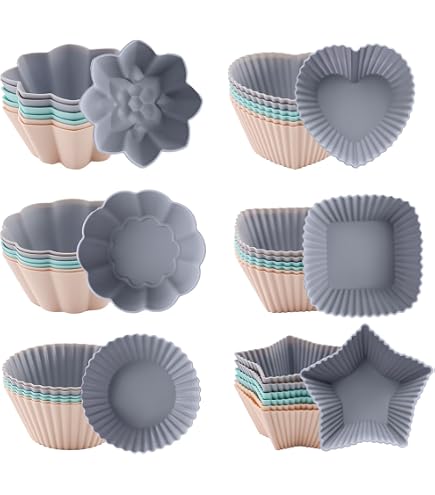 20 Moules à Muffins En Silicone Réutilisables - Caissettes Cupcakes Antiadhésives 7.2x7.2x3cm
