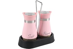 HZPZPP Salt and Pepper Sets,Salt and Pepper Shakers Sets with Holder,Set of 2 Stainless Steel and Glass Bottle Stainless Steel,Salt Shaker Dispenser for Cooking, BBQ