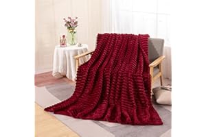ENEN Warm Kuscheldecke Flauschig Tagesdecke Fleecedecke Flanell Decke Sofadecke Für Couch Wohndecke Wendedecke als Wohnzimmerdecke oder Sofaüberwurf (180x200cm,Burgunder)
