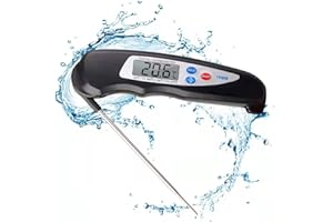 HOUDIAN Digital kitchen Thermometer Cooking food, Accurate Thermometer with Foldable Probe, instant read Meat Thermometer with LCD screen, ℉/℃ Button for Hot Beverage, Meat, Grill, BBQ, Jam, water
