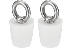sourcing map 2Pcs Tapones de Goma Cónicos para Laboratorio, 19mm a 26mm Tapones de Goma Sólida con Anillo de Acero para Prueba Tubos, Agua Tubería, Drenaje Agujero, Blanco