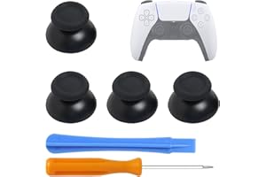 FANXAOLNES 2 Paia di Levette Analogiche di Ricambio per Controller PS5 e PS4, Thumbstick di Alta Qualità in PC e TPE, Nero, Inclusi Strumenti per l'Installazione, joystick di ricambio per controller