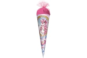 ROTH Schultüte klein Einhorn Beauty 50 cm - rund,Tüllverschluss - Zuckertüte Einhorn Beauty Schulanfang
