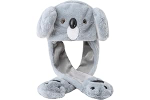 dressfan Felpa Koala Orejas Moviles de Peluche,Animal Gorro Orejas ue se Mueven Sombrero de Salto Levanta Orejas Juguete Regalo de Cumpleaños/Navidad Fiesta Gorro para Mujer Niñas