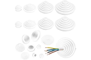 wugongshan 70 Stk Kabeldurchführung Gummitüllen für Kabel, Wasserdicht Kabeltüllen Set, Tower Gummistopfen Set, Durchgangstüllen Sortiment zum Schutz Elektrogeräte Kabel Draht, 10/20/25/30mm(Weiß)