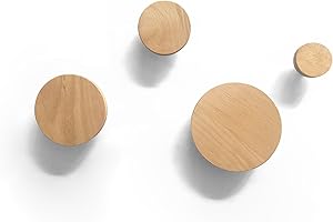 anaan Bubble Appendiabiti rotondo Muro Attaccapanni a Parete Legno Ganci montaggio da parete Moderno Design (Set di 4 Faggio)