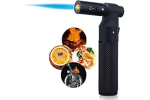 HONEST Blow Torch Sleek Adjustable Butane Torch Cooking Torch Lighter Camping Home Use Welding Culinary Chef Coal Cocktail etc (Black)