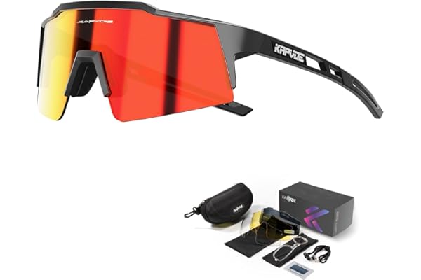 KAPVOE Lunette de Cyclisme Polarisées Homme Femme 1 lentille ou 4 lentilles interchangeables Tr90 Cyclisme VTT Lunette K9023