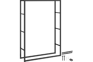 tectake® Vedförvaring i stål, stabil vedställ i industriell design för inomhus & utomhus, pulverlackerad vedhylla med stor kapacitet och optimal luftcirkulation för torr ved - 100,5x25x150cm