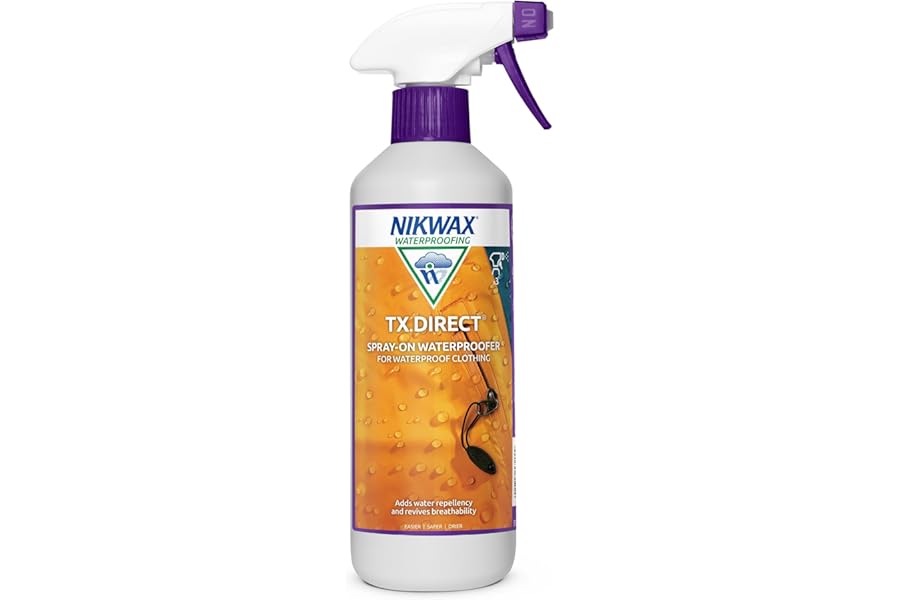 Nikwax TX.DIRECT Spray-On Waterproofer 500ml, Powerful Waterproofing Spray For Outdoor Clothing, Restores Waterproof Treatment for Jackets and Wet Weather Clothing