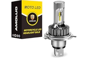AMOLUO H4 HS1 LED Lampadina Per Fari Moto ,25W Senza Ventola Abbaglianti e Anabbaglianti,Sostituzione Con Lampada Alogena H4,Xeno Luce Bianca 6000K (1 Pezzo)