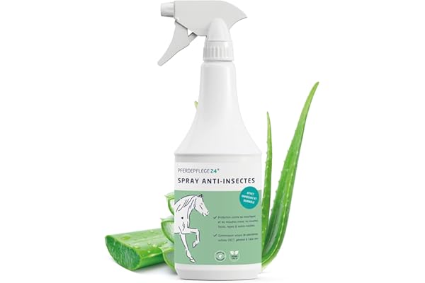 PFERDEPFLEGE24 Spray Anti Mouche Cheval DEET 1000ml - Protection immédiate et efficacité Durable – Spray Anti-Insectes concentré et Efficace pour Chevaux Contre Mouches, taons, moustiques & tiques