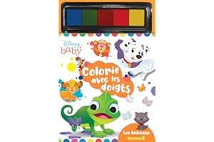 Disney Baby - Colorie avec les doigts - Les animaux - Livre de coloriage avec peinture à doigts - Dès 3 ans