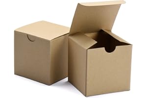Switory 50pc Geschenkboxen mit Deckel, 10x10x10cm, Kraftpapier-Geschenkboxen zum Basteln, Cupcake, Papp-Brautjungfern-Vorschlagsboxen, Braune Hochzeitsbevorzugung, Einfache Montageboxen Wahre Farbe