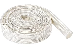 Rebower Vidrio Fibra Manguito Aislado Cable Protección Tubo [para Alta Temperatura Aplicaciones] - 3.28 Pies-8mm / Blanco