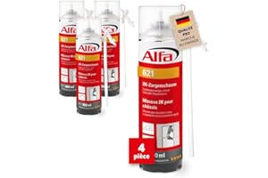 621 ALFA - Mousse PU expansive bi-composants 400ml manuelle pour châssis, 4 pièces, à durcissement rapide, rendement du volume 12-14 l (une fois posé)