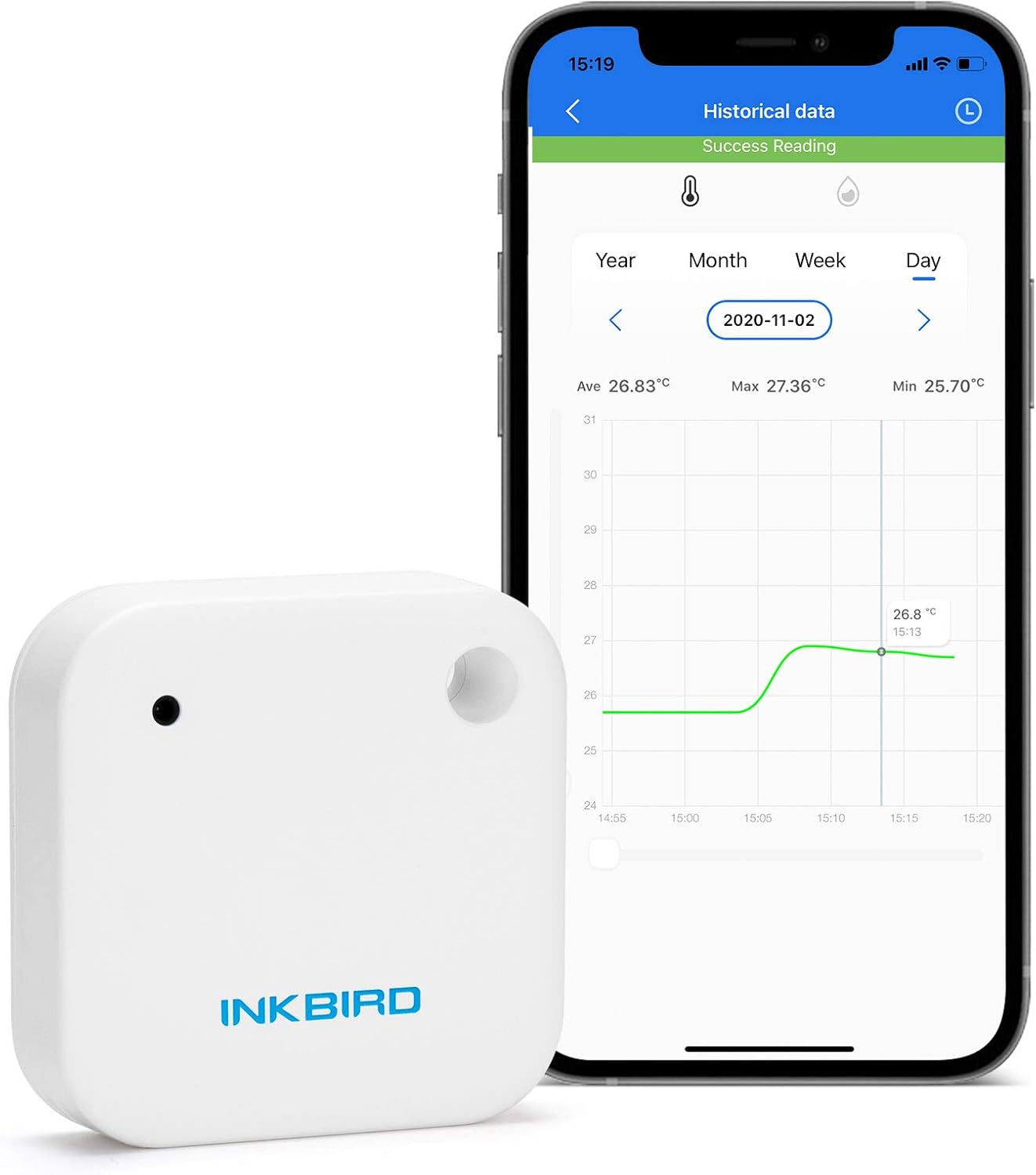 Inkbird Wireless Thermometer Hygrometer Bluetooth Humidity Temperature Sensor Data Logger with Waterproof & Cold Resistance for Greenhouse Reptile, Baby Room, Fridge