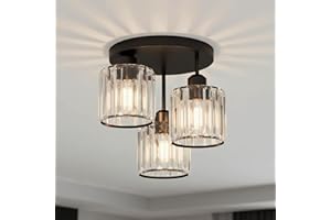 ANWIO Black Chandelier Lampshade,3 Light Fitting,Kitchen Lights Ceiling,Ceiling Lights Living Room,E27 Light Shade Ceiling,Morden Ceiling Light,Bedroom Lights Ceiling(LAMP-25 * 25 * 28CM