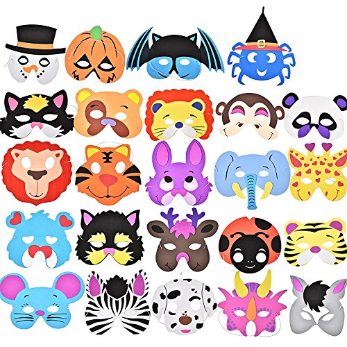 German Trendseller® - 12 x Kinder Party Masken - Mix ┃ Schaumstoff Masken ┃ Ideal für Kindergeburtstag und Karneval ┃ Mitgebsel ┃ 12 Masken