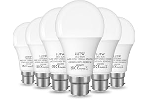 LUTW B22 Led Light Bulbs Bayonet, 100W Equivalent, Cool White 6500K, 12W 1200lm LED Bulbs, BC GLS Energy Saving Light Bulbs, Non-dimmable, Pack of 6