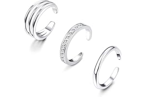 MILACOLATO 925 Sterling Silver Toe Rings Set Simple Open Thin Band Ring Adjustable for Women Girls Foot Jewelry