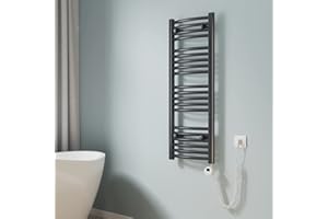 EMKE Radiador Toallero Eléctrico para Baño,100 x 40 cm, Secatoallas eléctrico con termostato, 300 vatios (Antracita)