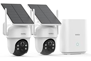 aosu 2K Camera Surveillance Exterieure sans Fil Solaire, 2 Kit Caméra avec Home Station, Aucun Coût Mensuel, 3MP 360° Panoramique, Suivi Automatique, Alerte, Vision Nocturne Couleur, 2,4/5Ghz WiFi