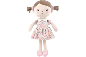 GAGAKU Miękkie lalki dla dziewczynek, Moja Pierwsza Lalka Szmacianka dla rocznej dziewczynki, prezent urodzinowy, pluszowa lalka, można prać w pralce, dla małych dzieci, niemowląt (30 cm, różowa