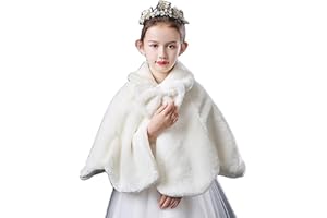 NICEYEA Mädchen Bolero Jacke Prinzessin Kunstpelz Wickelt Schal Winter Plüsch Prinzessin Umhang Kleid Achselzucken Kleinkind Winterjacke Kinderjacken Warm Winter Jacken für Hochzeit Party